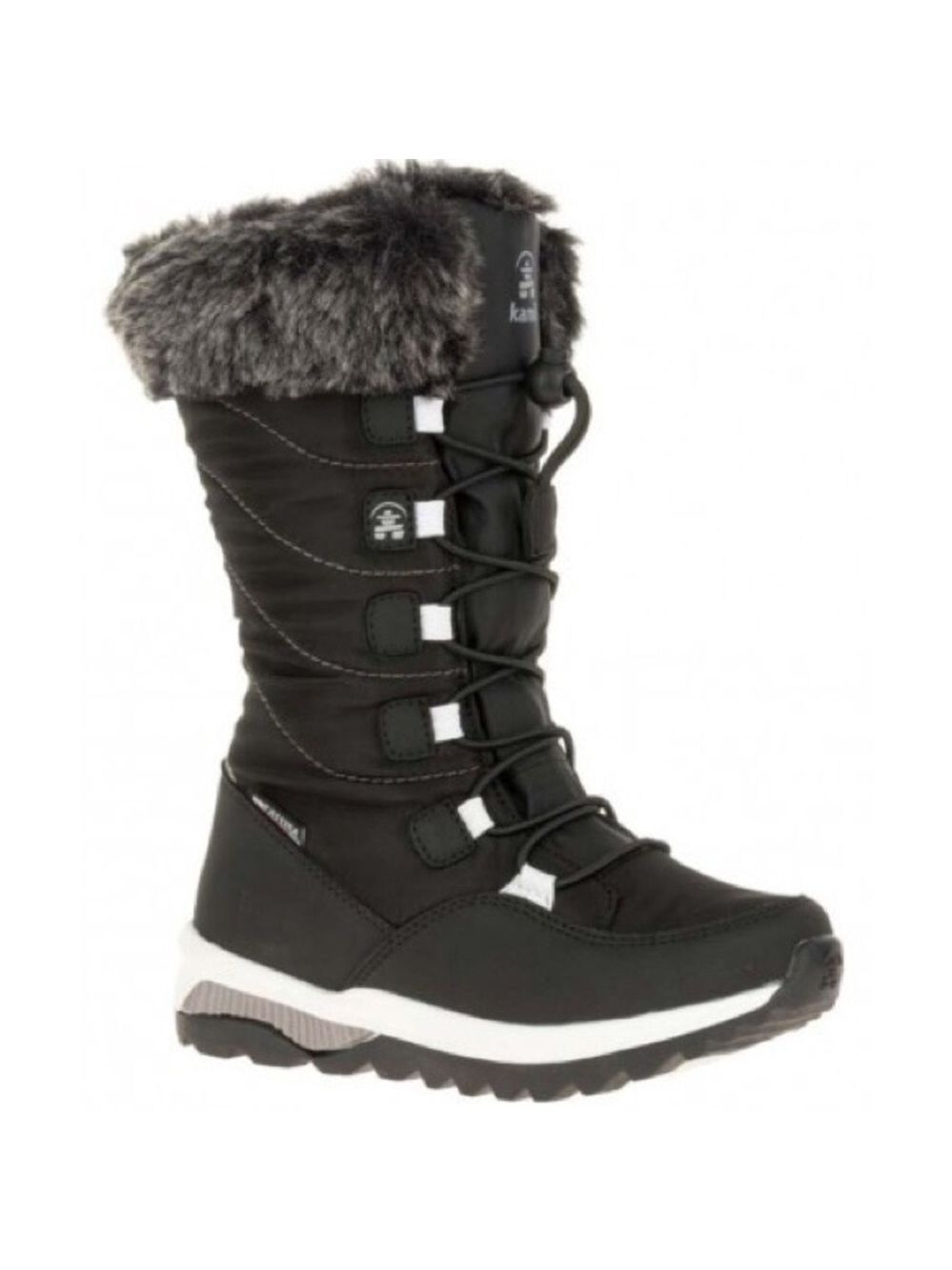 Size 3 Youth Kamik Black and Gray Kids Snow Boots